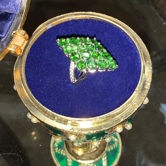 Genuine Russian Diopside & Zircon Ring 4.71 Cts - Picture 2 of 8